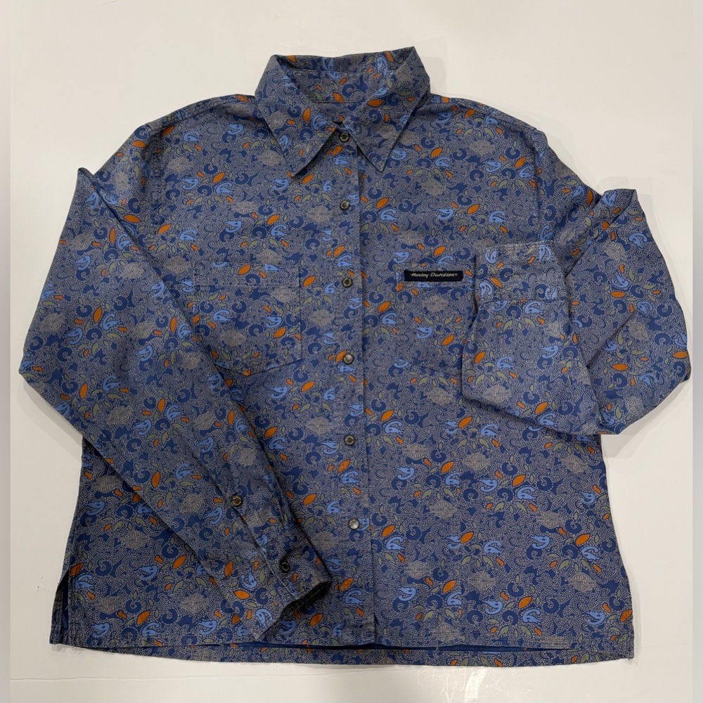 Harley Davidson Women's Long Sleeve Snap Front Paisley Shirt Size L